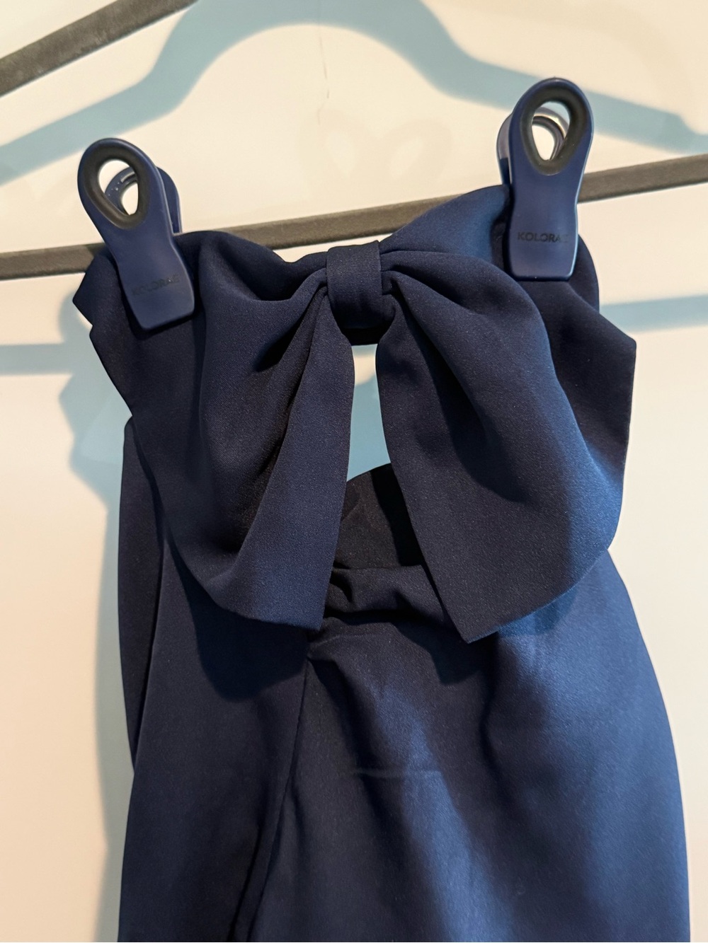 Stacees Navy Blue Crepe Bow Strap Mini Dress NWT Homecoming - Picture 4 of 9